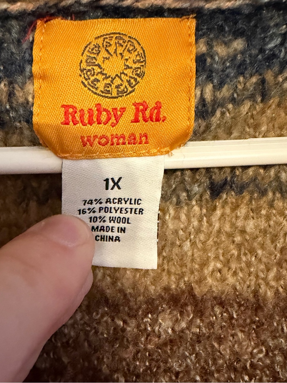 Ruby Rd. Multicolor Striped Open-Front Cardigan - Rust, Navy,‎ Cream - Picture 4 of 9
